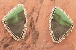 Artie Yellowhorse Genuine Green Garnet Sterling Silver Post Earrings